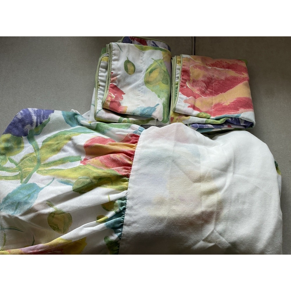 Vintage Westpoint Stevens Queen Bedskirt & 2‎ Pillow Shams Set Floral Colorful